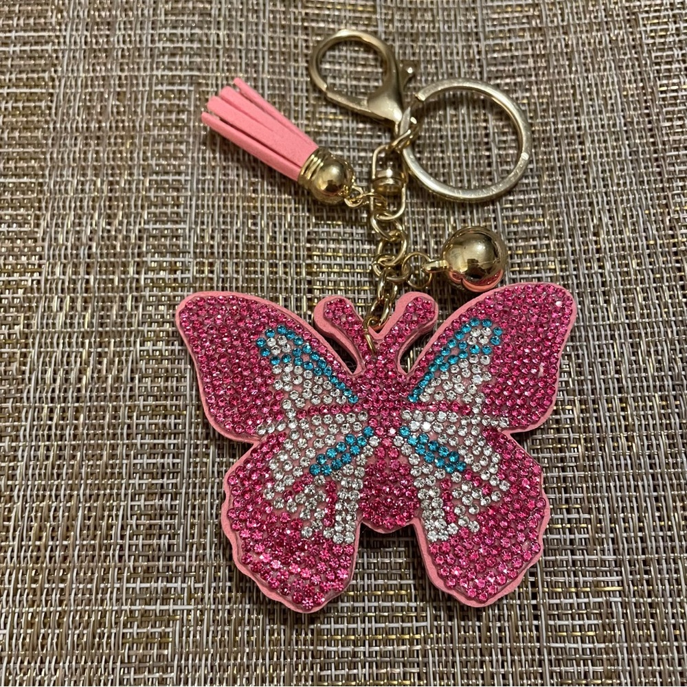Butterfly rhinestone key chain/bag charm